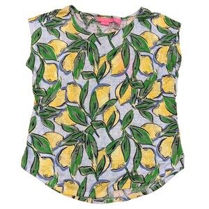Isaac Mizrahi Top Women's Size Small Linen Blouse Sleeveless Citrus Print NWT